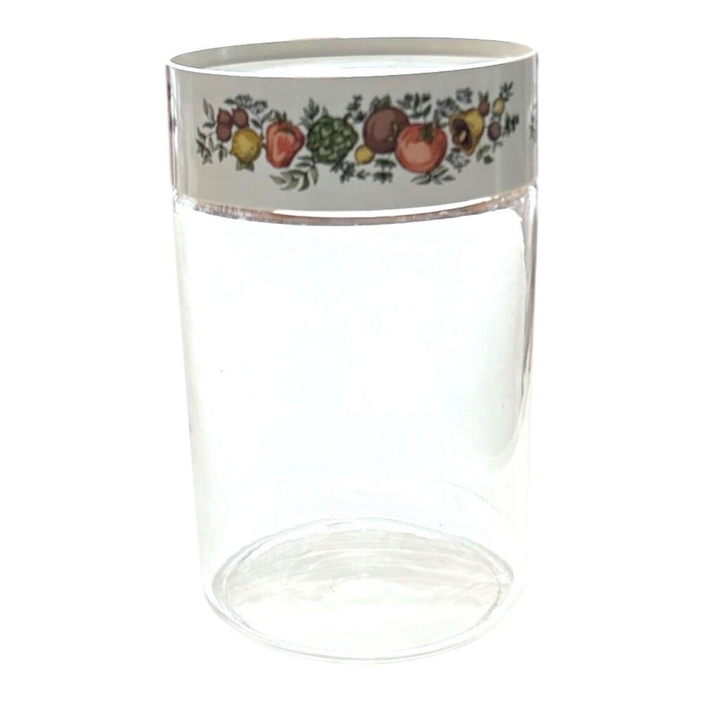 Vintage 1970's Pyrex Spice of Life See-N-Store Glass Canister Container 7.5”